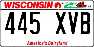 WI license plate 445XVB