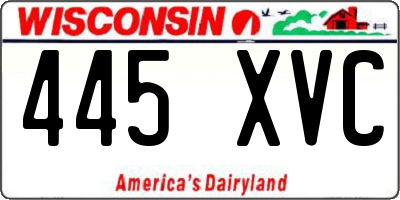 WI license plate 445XVC