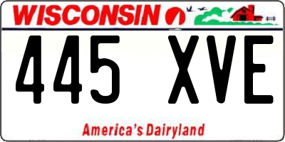 WI license plate 445XVE