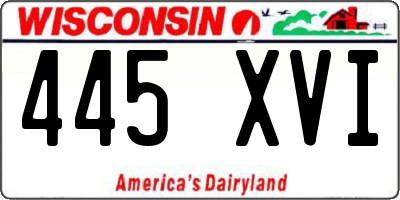 WI license plate 445XVI
