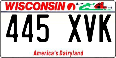 WI license plate 445XVK
