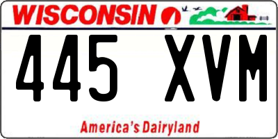 WI license plate 445XVM