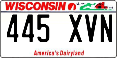 WI license plate 445XVN