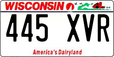 WI license plate 445XVR