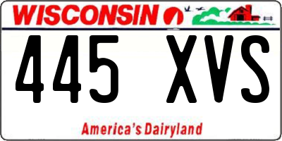 WI license plate 445XVS