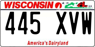 WI license plate 445XVW