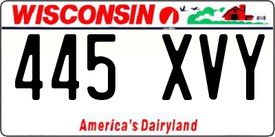 WI license plate 445XVY