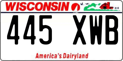 WI license plate 445XWB