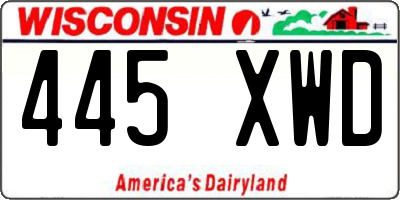 WI license plate 445XWD