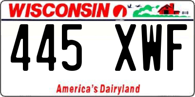 WI license plate 445XWF