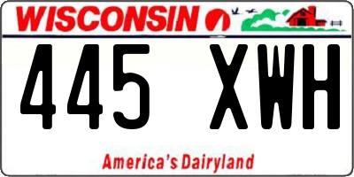 WI license plate 445XWH