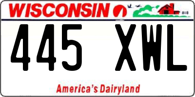 WI license plate 445XWL