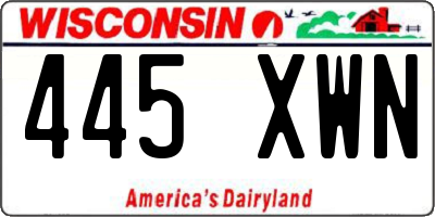 WI license plate 445XWN