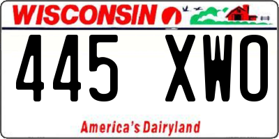 WI license plate 445XWO