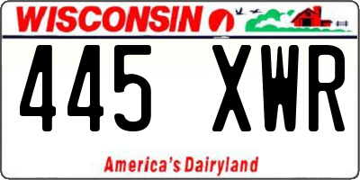 WI license plate 445XWR