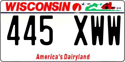 WI license plate 445XWW