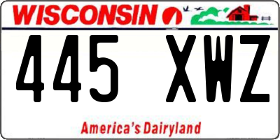 WI license plate 445XWZ
