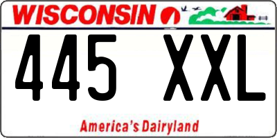 WI license plate 445XXL