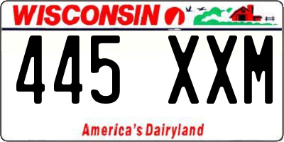 WI license plate 445XXM