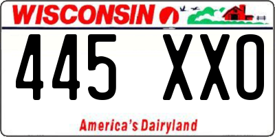WI license plate 445XXO