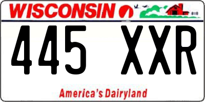WI license plate 445XXR