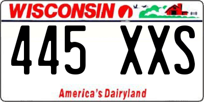 WI license plate 445XXS