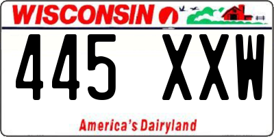 WI license plate 445XXW
