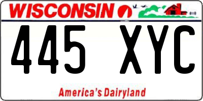 WI license plate 445XYC