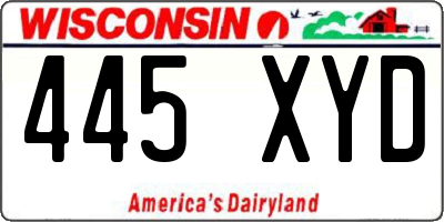WI license plate 445XYD