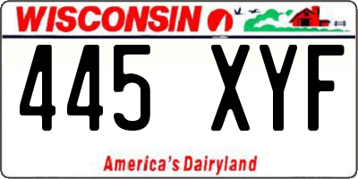 WI license plate 445XYF