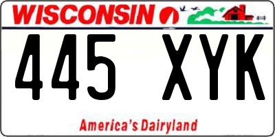 WI license plate 445XYK