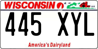 WI license plate 445XYL