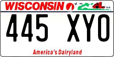 WI license plate 445XYO