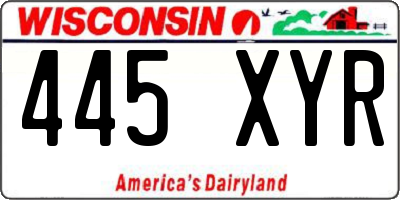 WI license plate 445XYR