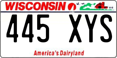 WI license plate 445XYS