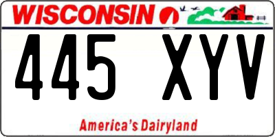 WI license plate 445XYV