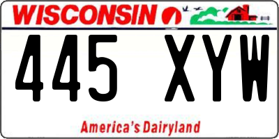 WI license plate 445XYW