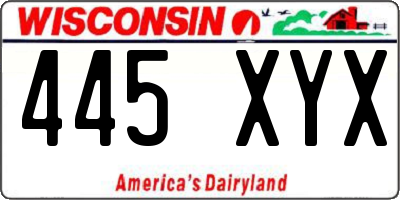 WI license plate 445XYX