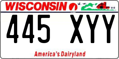 WI license plate 445XYY