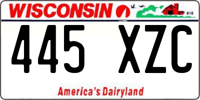 WI license plate 445XZC