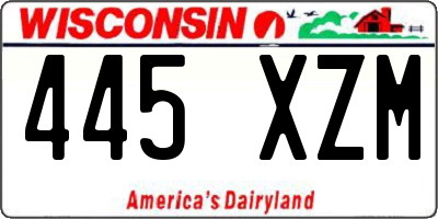 WI license plate 445XZM