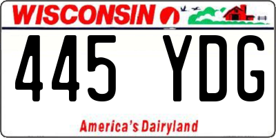 WI license plate 445YDG