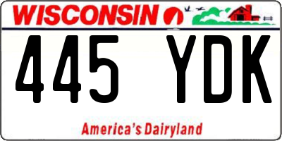 WI license plate 445YDK