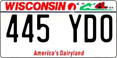 WI license plate 445YDO