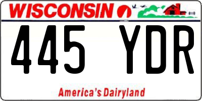 WI license plate 445YDR