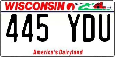 WI license plate 445YDU