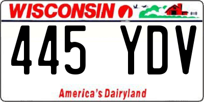 WI license plate 445YDV