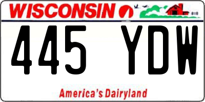 WI license plate 445YDW