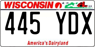 WI license plate 445YDX