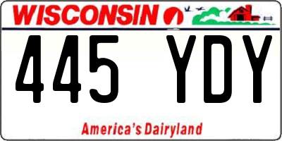 WI license plate 445YDY